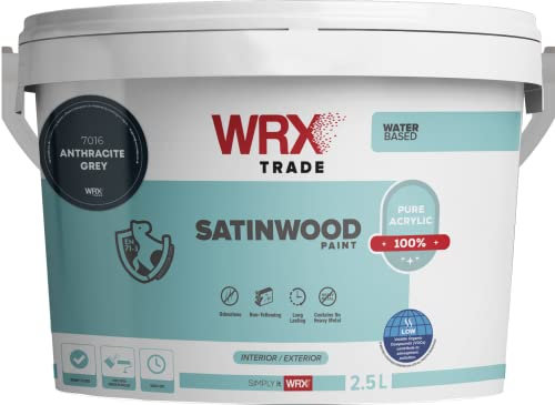 WRX Trade Satinwood Paint For Wood - Quick Dry - Pure Acrylic - Water Based (1L, Black Ral 9011)
