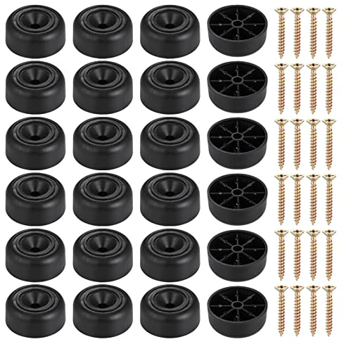 Zocipro 24 Stück Möbelfüße, Ø 33mm x H 13mm Rund Möbelbeine Schraubbar, Füße für Möbel rutschfest, Schrankfüsse Möbelgleiter mit Schrauben für Möbel, Schrank, Sofa, Stuhl, Tisch, Schwarz