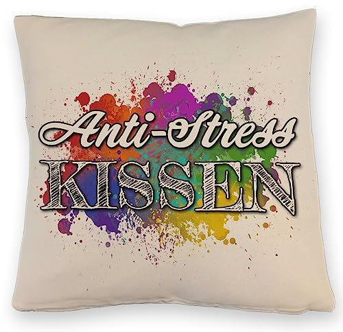 speecheese Anti-Stress Kissen mit Leinenoptik - Dekoratives Kissen mit Leinenoptik mit Farbflecken Motiv Anti-Stress Entspannung DekoKissen mit Leinenoptik Ruhe Stressbewältigung