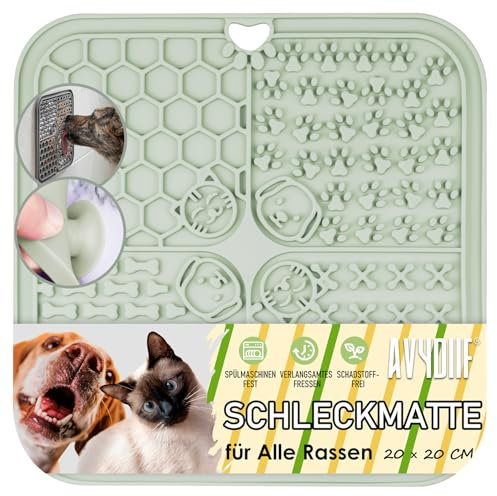 Leckmatte Hund, schleckmatte Katze mit Saugnäpfeln, Anreicherung Spielzeug für Erdnussbutter Joghurt, lebensmittelecht & spülmaschinenfest(Minzgrün, 1 stück)