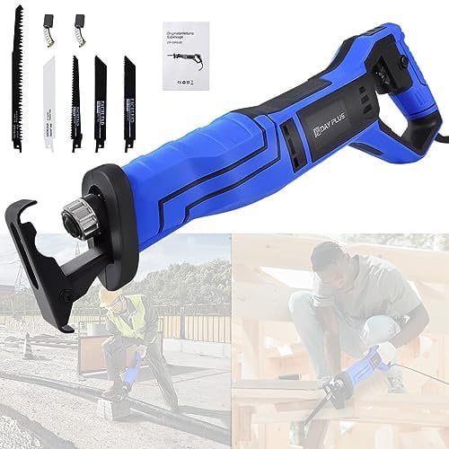 Reciprocating Saw Electric Hand Saw, Wood Metal Cutter, 900W Sabre Saw, Scorpion Saw with 5 Blades for Wood Metal PVC Variable Speed Reciprocating Saw, Adjustable Swivel Shoe and Quick-Change Knife