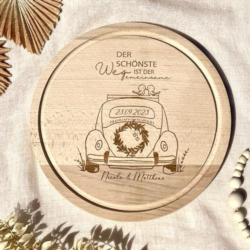 Frühstücksbrett | personalisiert Hochzeit | Der schönste Weg ist der gemeinsame | Namen & Datum | Brautpaar | Geschenk | Erinnerungsgeschenk | Holzbrett mit Gravur