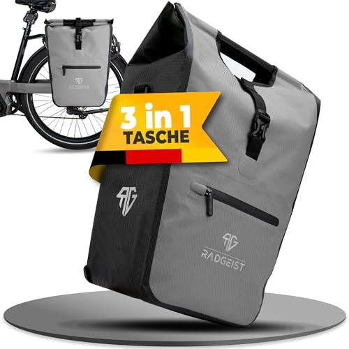 RADGEIST Fahrradtasche für Gepäckträger I Gepäckträgertasche Shopper I Fahrrad Einkaufstasche & Tragetasche 22-28 Liter