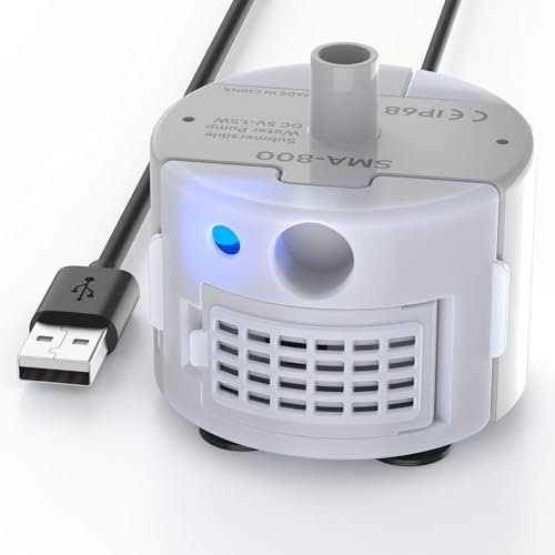 BEMOONY Fuente para Gatos Bomba, Apta para 3.2L Bebedero Gatos(H7), Ultrasilenciosa, Prevención de la Quema Seca, Luz Led Incorporada