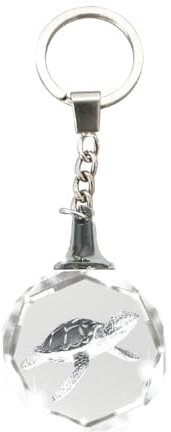 Deluxebase Porte-clés en forme de dôme en cristal avec silhouette en cristal - Cadeau unique pour femme., Tortue de mer., Medium