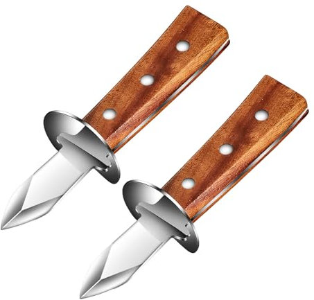 2 Pièces Couteau À Huîtres Professionnel Lancette À Huîtres Couteau À Huîtres Avec Manche En Bois Lame En Acier Inoxydable Pour Crustacés Et Fruits De Mer