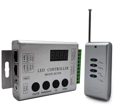 GIBOH DC 5V-24V HC008 4-Tasten programmierbarer RGB-LED-Pixel-Controller 133 Effektmodi Dimmer for WS2812 WS2811 2801 LED-Streifenlicht 5 Stück