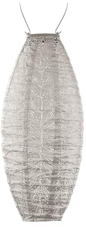 LUMIZ Solarlaterne - für Außen - Folia - Langes Oval - Gartenbeleuchtung - Solarlampen - Gartendeko - 20cm - Hell Taupe