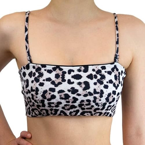 MYLILY Bikini Top Bandeau | Bandeau Reggiseni a Fascia Ladies | Spalline Removibili e Top Senza Spalline | Bikini Top Leopardato Donna (S)