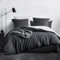 SOULFUL Housse de Couette 220x240 Coton, Anthracite Noir Ensembles de Housse de Couette avec Fermeture Éclair, 100% Coton Lavé, Texture Lin, Parure de Lit 220x240 Coton avec 2 Taie d'oreiller 65x65 cm