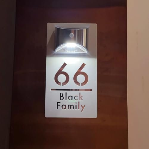 jfs Personalisiertes Solar-Adressschild, individuell beleuchtetes Adressschild, wasserdicht, beleuchtete Adressnummern, Hausnummern für den Außenbereich, personalisierbar (18 x 32 cm)