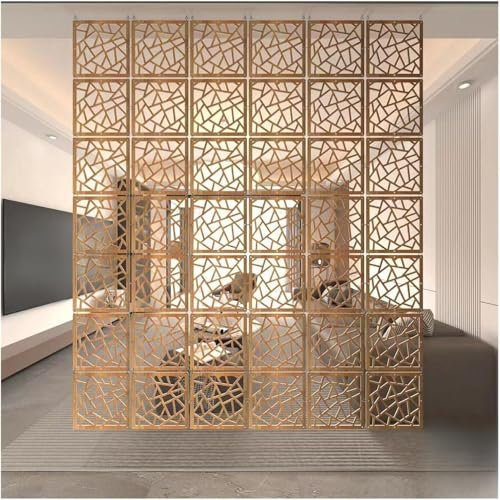 AVLLSO Séparateur de pièce Suspendu Panneau Bois-Plastique Creux pour Les Maisons à Haut Plafond, Décoration d'écran Suspendue Simple pour la Maison, 1 à 100 pièces en Option(Natural a,40Pcs)