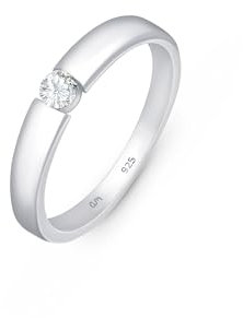 Amberta Damen Hochzeit und Verlobungsring aus 925 Sterlingsilber | Solitär Zirkonia Ring | Ring Größe 51,2