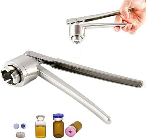 Manual Vial Crimper, 20mm Flip Off Vial Crimper, Bottle Cap Crimping Tool, Crimper Medical/Antibiotics Bottle Capper Machine/Hand held Capping Machine, Stainless Steel,AluminumPlastic~/