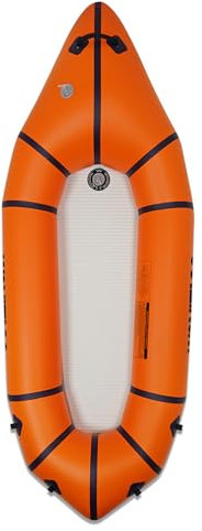 WONITAGO Packraft Aufblasbares Reise-Kajak aus PVC mit Drop-Stitch-Boden für Flachwasser-Rafting/Fahrraddriften/Litewater Schlauchboot, 1 Person, 2,5 m, Orange