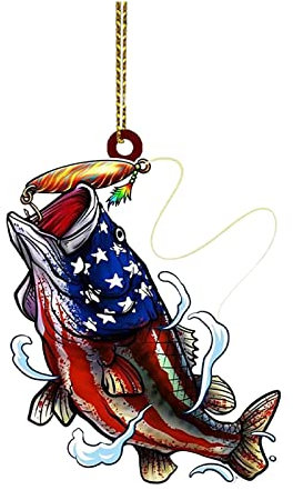 cfpqv Personalisierte Green Fish Forellenflache 2D Weihnachtsschmuck Baumschmuck Rückspiegel Zubehör Weihnachtsschmuck Wandvasen Set Rund (H, One Size)