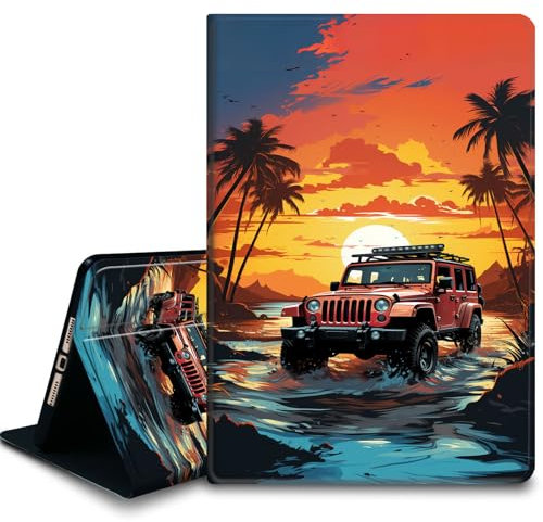 Bxgolkgd Funda para tablet para iPad de 10.2 pulgadas (9ª/8ª/7ª generación, 2021/2020/2019), funda a prueba de golpes con disipación de calor, función de encendido y apagado automático, coche de playa