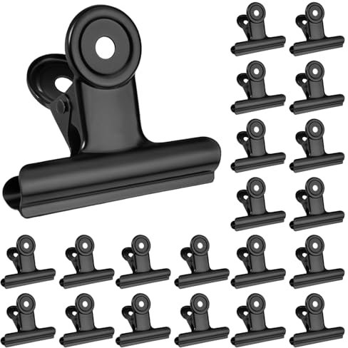 luckaide Kleine Bulldog Clips, 20 Stück 30MM Klammern Schwarze Metall Scharnier Clips Datei Papierklammern Fotoklammern Buchklammer Dokumentenklammer Klemmbrett für Tags Taschen, Geschäfte, Hause