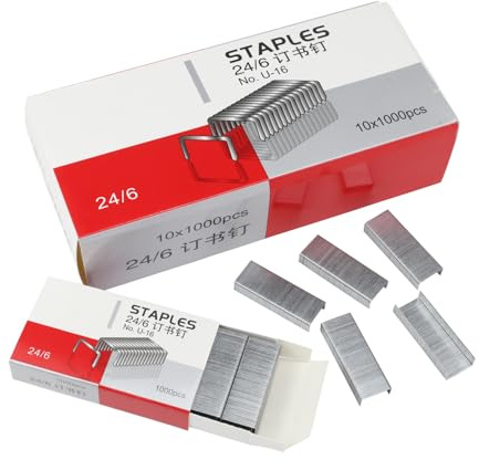 Aacehlh 10.000 Stück Nr. 12 Heftklammern, Standard 1/4 Zoll Länge, 24/6 Standard-Heftklammern für die meisten Standard-Desktop-Heftgeräte