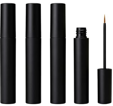 4 Pcs Matte Black 5ml Aluminum Eyeliner Tubes Refillable Empty Eyelash Growth Liquid Bottle Containers Eyeliner Vials Tube with Brush for Eyelash Growth Serum False Eyelash Glue and DIY Cosmetics