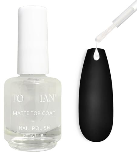 Virellay 16 ML Matte Topcoat, Top Coat Matt Nagellack Schnelltrocknend ohne UV-Lampe, Klarlack nagellack, Matt TopCoat ohne Schwitzschicht für Nagelstudio DIY Home (Matte Top Coat, 16 ML)
