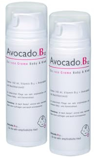 Avocado.B12 die rosa Baby & Kindercreme mit Vitamin B12 bei Neurodermitis und trockener Haut, 2 x140 ml