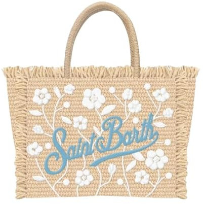 Saint Barth MC2 MC2 Schultertasche Vanity Strohoptik Stickerei Blumen, mehrfarbig, Einheitsgröße
