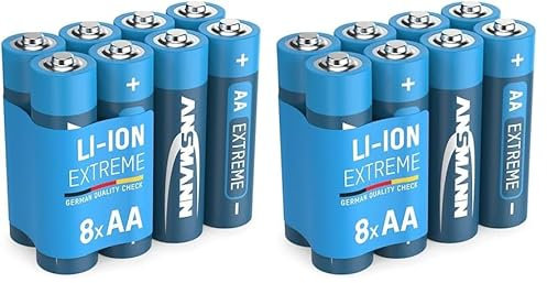ANSMANN Extrem Lithium Batterie AA Mignon LR6 FR6 L91 1,5V, 8 Stück, Einwegbatterien, mehr Power für High-Tech Geräte, GPS Geräte, Spielzeug, Kamera (Packung mit 2)