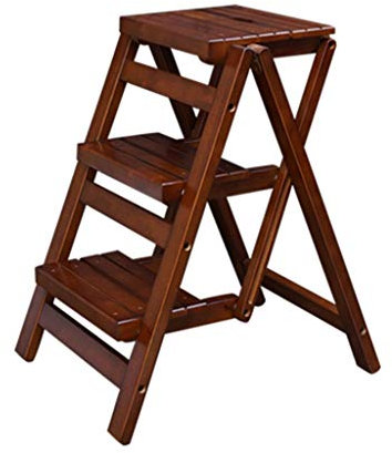 DRFGNF Trittleitern Holzleiter, Multifunktionaler Klapptritthocker, Mit Rutschfestem Pedal, Für Küche, Bibliothek, Teleskopleiter