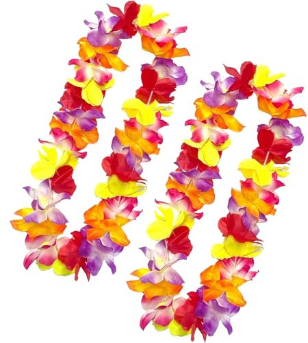 Ovanda 2 Stück hawaii kette, Tropische hawaiianische Girlanden, Hawaii Ketten, Sommerparty Deko, Beach Party Deko, Party Hawaii Bunten Girlanden, für Strand-Mottopartys, Gastgeschenke