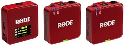 RØDE Wireless GO (Gen 3) – Kompakter kabelloser Mikrofon – Kristallklarer Klang, 32-Bit Float Aufnahme, automatische Pegelregelung, für Telefone, Kameras und Computer (Rot)