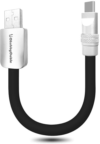 chubbycable Short Silicone USB C Cable, USB A to Type C, 20 inch, Black | Ultra-Thick Soft Silicone Design for Power Banks, Compact and Portable, Tangle-Free, Supports 240W Fast Charging
