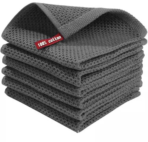 LxsNyvantic Geschirrtücher Set 6er 30×30 cm Dunkelgrau 100 Prozent Baumwolle Weich Saugstark Farbtreu Mit Aufhänger Für Küche Hände Und Geschirr Maschinenwaschbar Vielseitige Spültücher