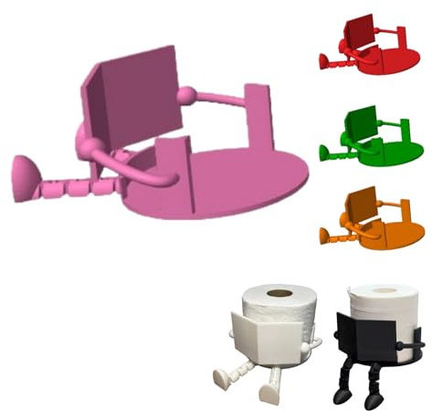 Funny Dangling Leg Reading Toilet Paper Holder - Creative Cartoon Design for Bathroom and Living Room Decor as a Cute Tissue Paper Roll Storage Companion (Pink)