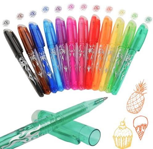 Radierbarer Kugelschreiber, 12 Farben Gelschreiber Radierbar 0,5mm Radierbarer Tintenroller, Friction Gelstifte, Erasable Pen Stifte zum Wegradieren Fineliner Radierbar für Schule, Büro und Studenten