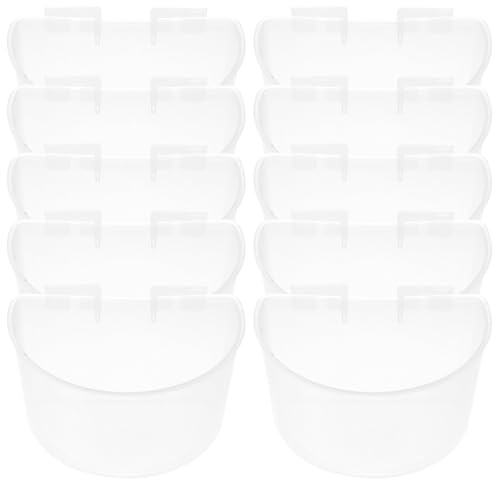 Alasum 10Pcs Plastic Bird Feeder Hanging Water and Food Cups for Pigeon Cage Health Grit Cup Design Feeding Supplies for Birds