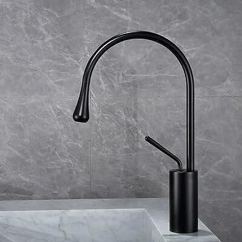 YIHANSS Black Jade Badezimmer-Wasserhahn, heißes, kaltes Waschbecken, Messing, Küche, drehbar, Wasserkran, Grau