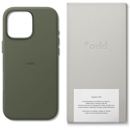 a.odd Vegan Leather Case for iPhone 16 Pro (6.3-Inch), Compatible with MagSafe, Soft-Touch Cover with Microfiber Suede Lining, High-Performance Magnets, Slim Camera Protection, (Sage Olive)