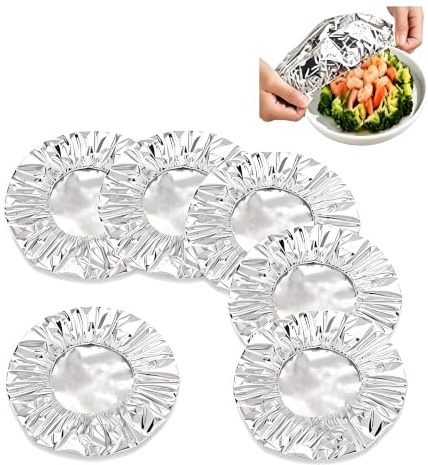 CavspkArt 100Pcs Reusable Aluminium Foil Food Covers, Elastic Heat Insulation Lids