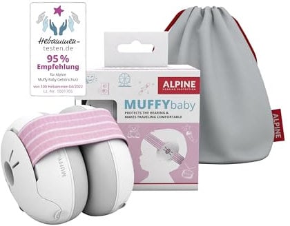 Alpine Muffy Baby - Cuffie neonato antirumore – Protettori acustici per neonati – Previene i danni dell’udito – Migliora il sonno in viaggio - Confortevoli - Rosa