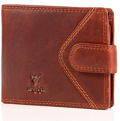 MATADOR Portmonee Groß Herren Portemonnaie Leder Viele Kartenfächer Querformat | Echtleder Geldbeutel mit RFID NFC Schutz & Geschenk-Box | Geldbörse Herren Brieftasche Herren-Geldbörsen Vintage Braun
