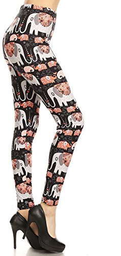 Leggings Depot Leggings mit hoher Taille, Camouflage und mehrfacher Druck, für Damen, Reg, Plus, 1 x 3X, 3 x 5X, Elefant Love, Einheitsgröße