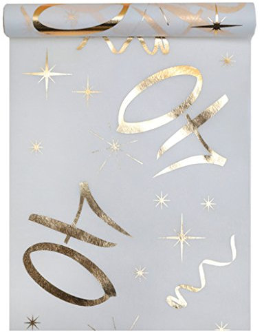 Santex Tischläufer, Weißgold, 40 Jahre, 30 cm x 5 m, Dekostoff, Banner, Tischdecke, Tischläufer