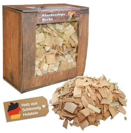 Landree Räucherchips Buche 3 Liter Box, Buchenspäne zum Räuchern, BBQ Chips für Smoker, Räucherofen, Smoker Grill, BBQ Zubehör, perfekt zum Heißräuchern