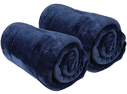 Bestgoodies Kuscheldecke im 2er Pack Wohndecke - extra weich - hochwertige Microfaser Flauschdecke, 60 x 80 cm - Blau