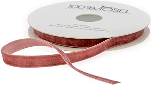 100% Mosel Nastro per Decorazioni Velluto, in Rosa Antico (1 cm x 10 m), Nastro da Regalo Effetto Velluto, Nastro elegante per Decorazioni & Creazioni, per Confezionare Regali speciali