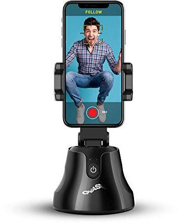 IJOY Chase Phone Tripod Stand with Face Tracking, 360 Shooting Camera Tripod for Recording Vlogs/Videos/Tiktok with iPhone, Samsung and More, Integrated iOS/Android App Black