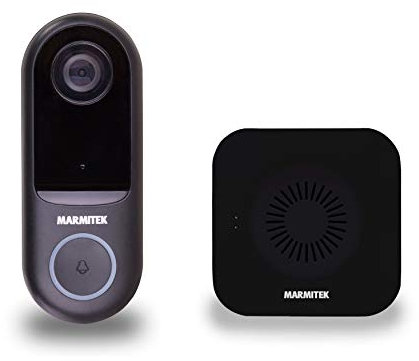 Marmitek Promopack Türklingel mit Kamera Buzz LO + Bell ME BLK - 1080p Full HD mit Nachtsicht -Funktioniert mit Ihrer aktuellen Türklingel - Kein Abonnement erforderlich - extra Glockenspiel