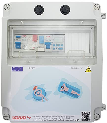 Cuadro Eléctrico para Piscina Iluminación y Motor | Guardamotor y Transformador | Sin Controlador | 300W 12AC | Bomba de agua 1CV 4-6.3A