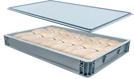 U F M L Stackable Pizza Bread Dough Tray Box 15 Litre and 60x40x7.5 CM (LxWxH) With Airtight Lid Food Grade, Premium Plastic Tray Box For Proofing Dough!